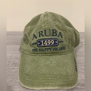 Aruba Dad Hat – Distressed Green with Blue Embroidery – Brand New